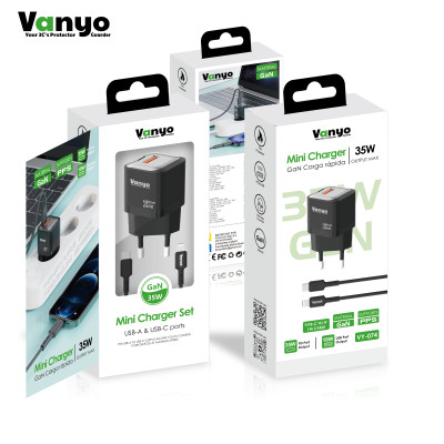 Cargador con Cable Type-C - Lightning de 35W PD3.0 USB Type-C Carga Rapida en Negro 1M VY-074