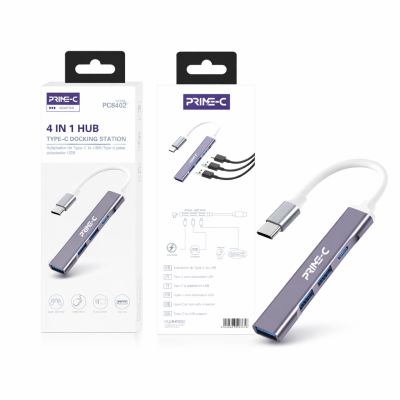 Adaptador Type-C a Type-C Hub 4 Puertos en 1 PC8402
