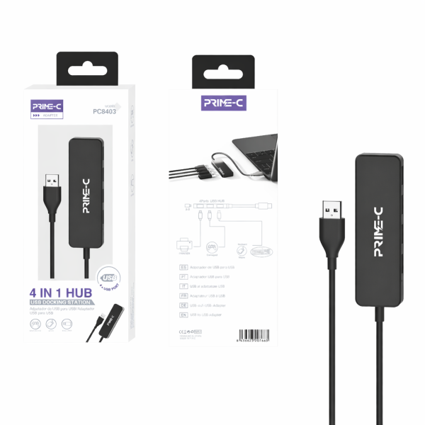 Adaptador USB Hub 4 Puertos en 1 PC8403