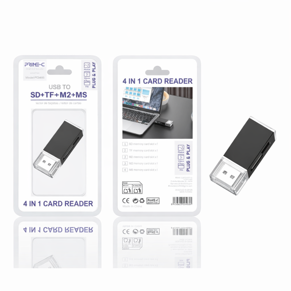 Lector de Tarjetas USB a SD+TF+M2+MS PC8405