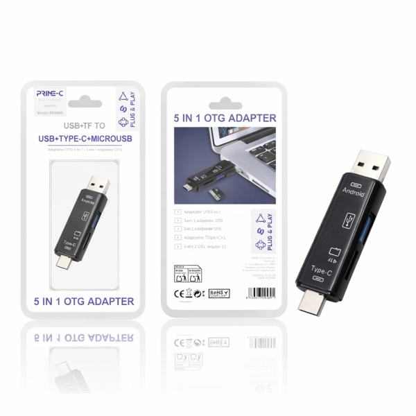 Lector de Tarjeta SD+TYPE-C+Micro USB a USB+TF