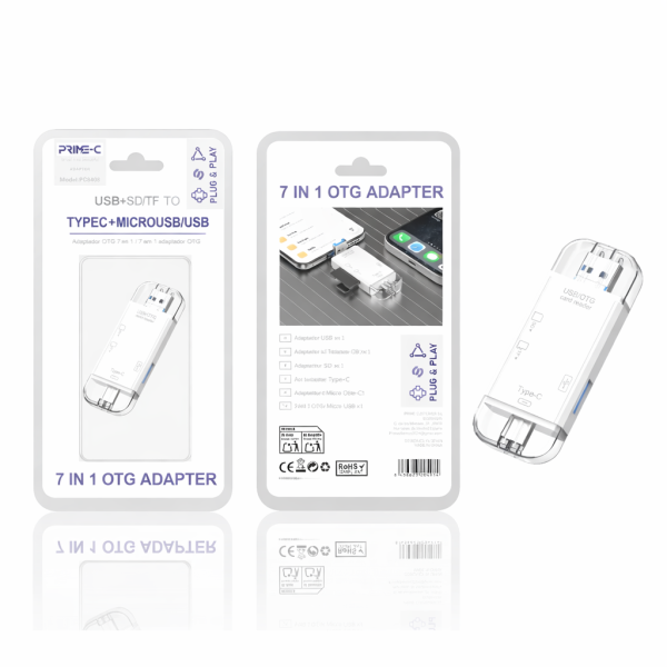 Lector de Tarjetas Type-C,MicroUSB/USB, USB a USB y SD/TF PC8408