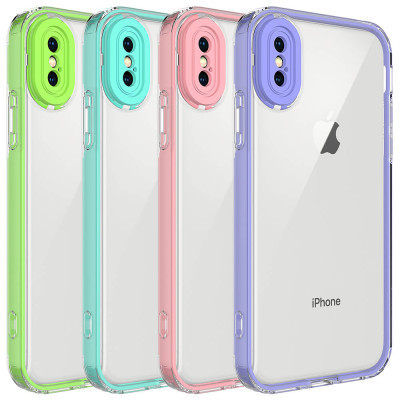 Capa de telefone com borda colorida para iPhone X / XS