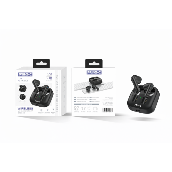 Auricular inalambrico V5.4 TWS HIFI Audio PC6105-BLACK Negro