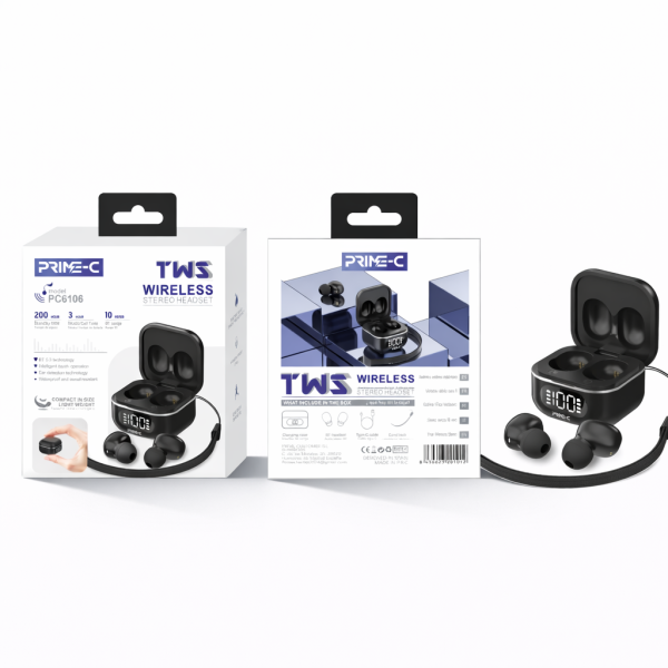Auricular inalambrico V5.4 TWS HIFI Audio PC6106-BLACK Negro