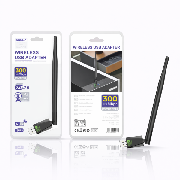 Receptor Inalambrico Sin Driver de 300MBPS Wifi Con Antena PC7705