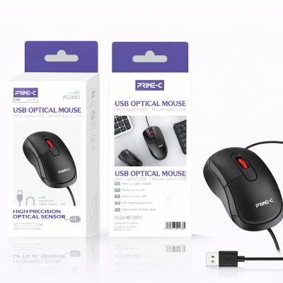 Raton Con Cable Mouse PC2002-RD En Rojo