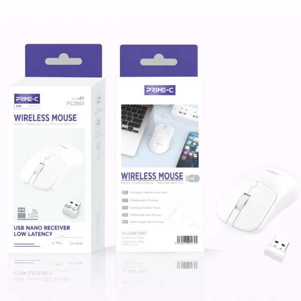 Raton Inalambrico Mouse PC2003-WH En Blanco