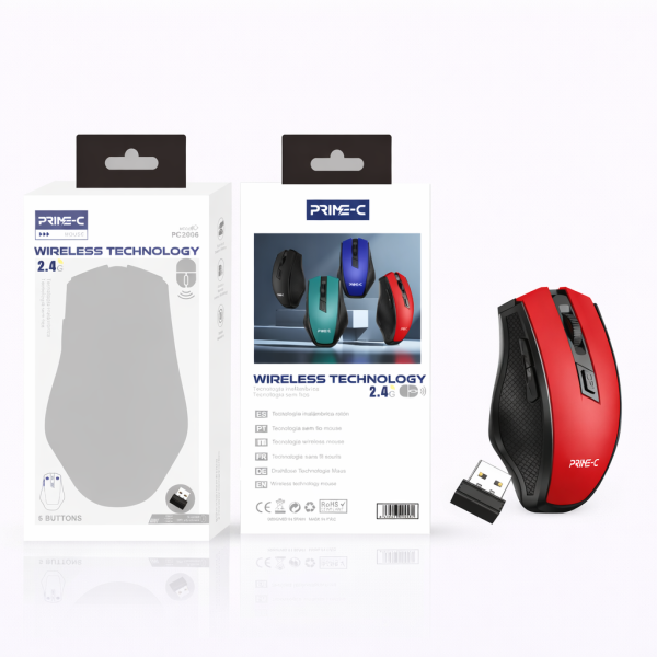 Raton Inalambrico Mouse PC2006-RD En Rojo