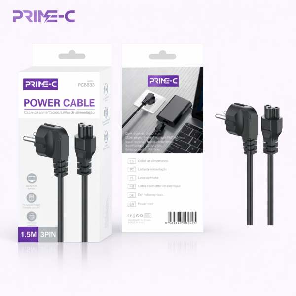 Cable de Alimentacion EU 3 Pin 1.5M PC8833