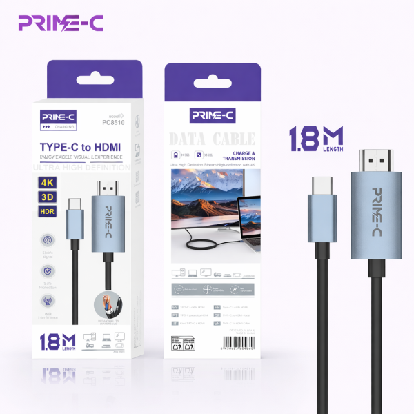 Cable Type-C a HDTV Cable HDMI Metalico 4K 1.8M PC8510