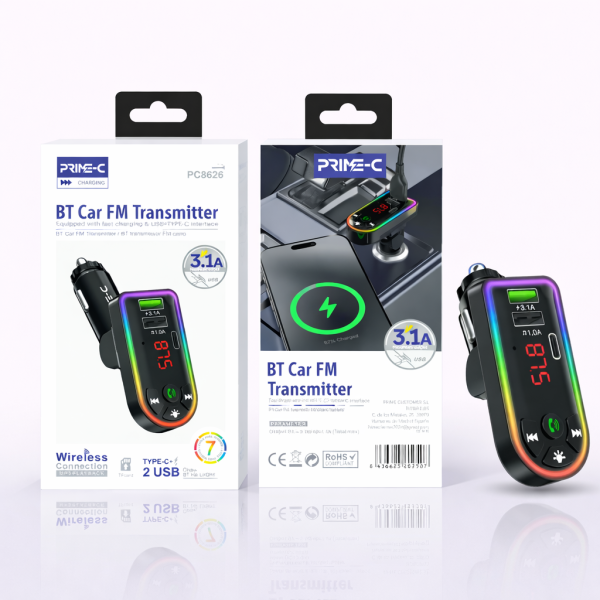 MP3 Inalambrico de Coche + Cargador con Entrada de USB + Type-C PC8626