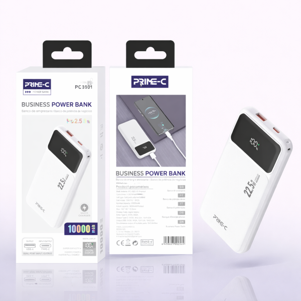 Bateria Externa 10000 mAh Power Bank 22.5W 18.W QC3.0 PC8101-WH Blanco