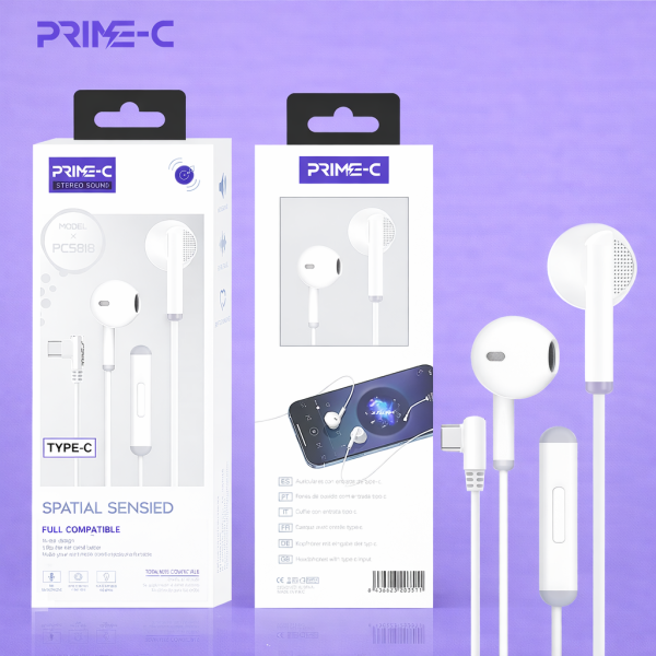 Auriculares Type-C con Microfono Formato L PC5818-BLANCO