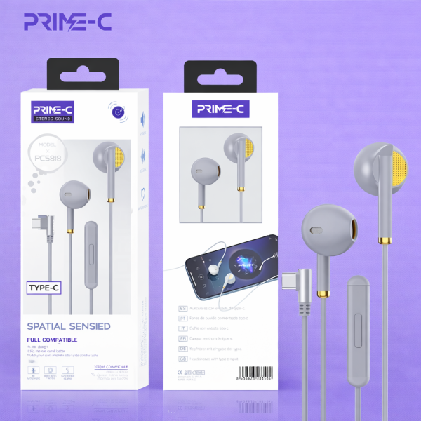 Auriculares Type-C con Microfono Formato L PC5818-GRIS