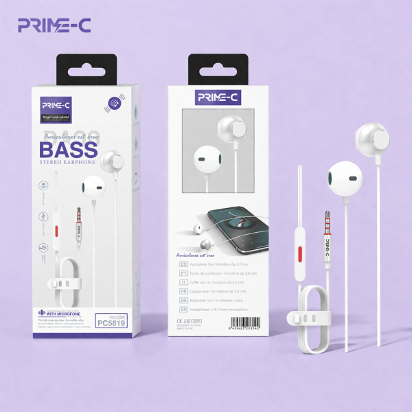 Auriculares Jack 3.5mm con Microfono PC5819-WHITE