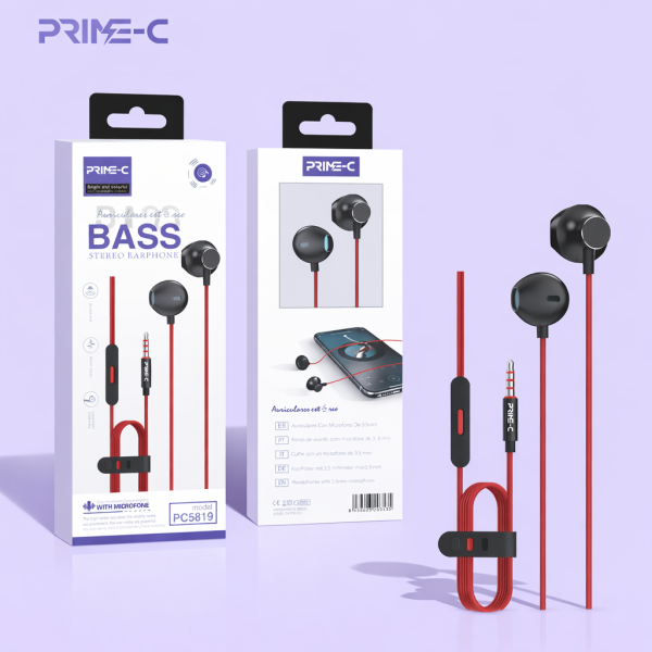 Auriculares Jack 3.5mm con Microfono PC5819-RED