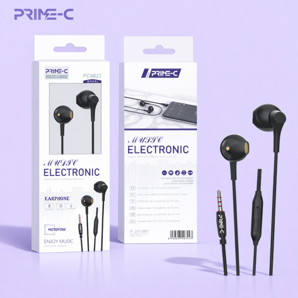 Auriculares Jack 3.5mm con Microfono PC5821-NEGRO