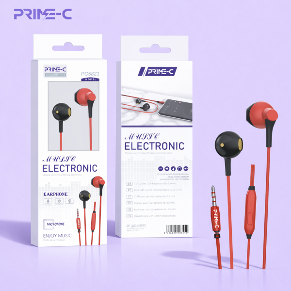 Auriculares Jack 3.5mm con Microfono PC5821-ROJO