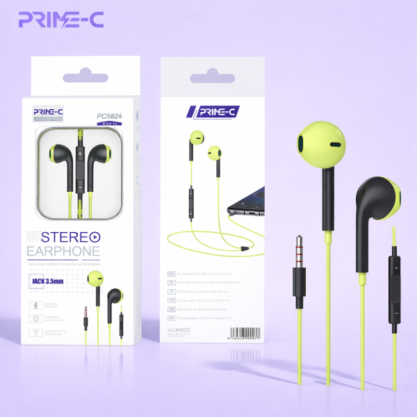 Auriculares Jack 3.5mm con Microfono PC5824-GREEN