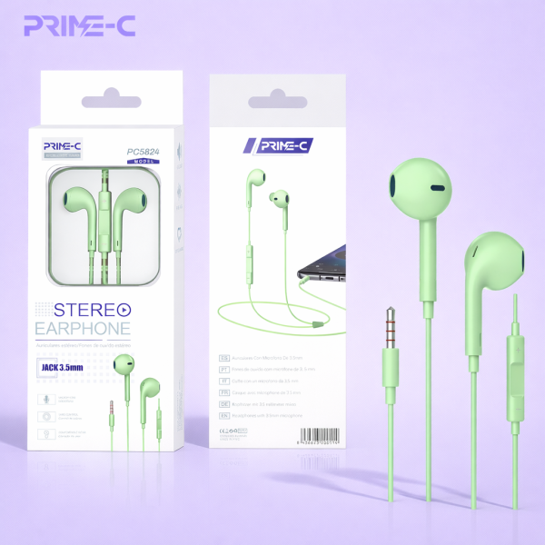 Auriculares Jack 3.5mm con Microfono PC5824-LIGHT-GREEN