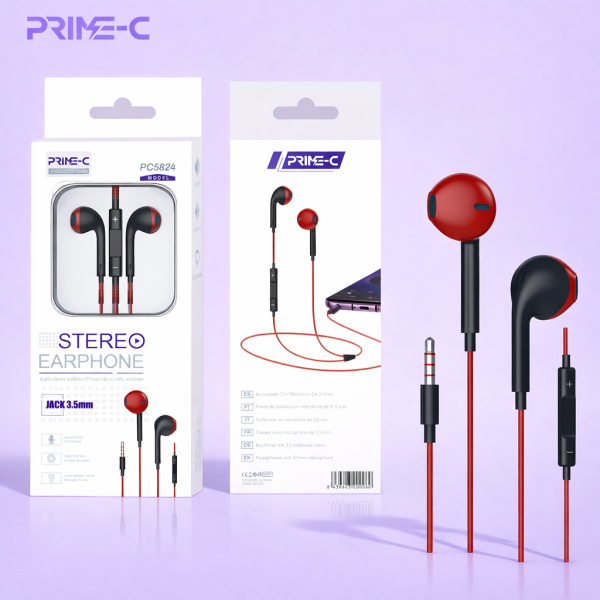 Auriculares Jack 3.5mm con Microfono PC5824-RED