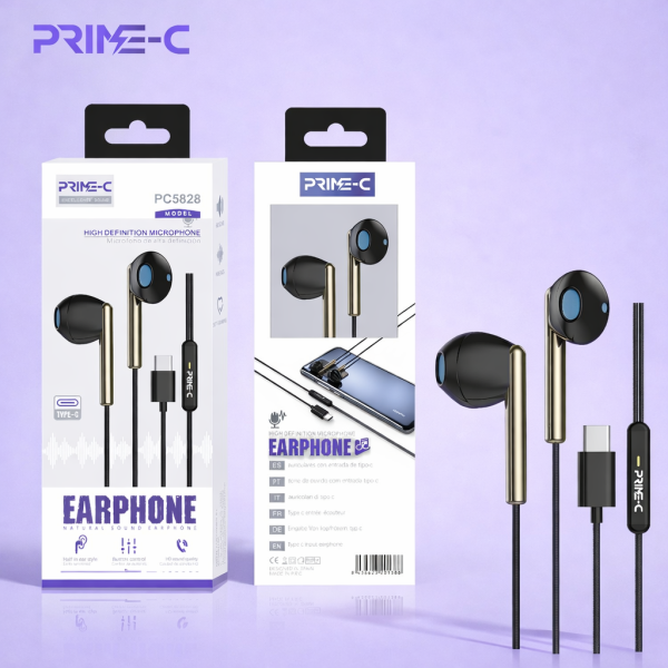 Auriculares Type-C con Microfono PC5828-BLACK