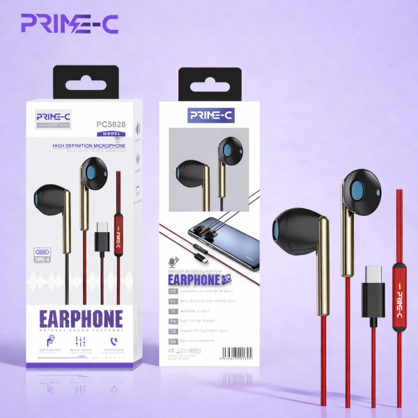 Auriculares Type-C con Microfono PC5828-RED