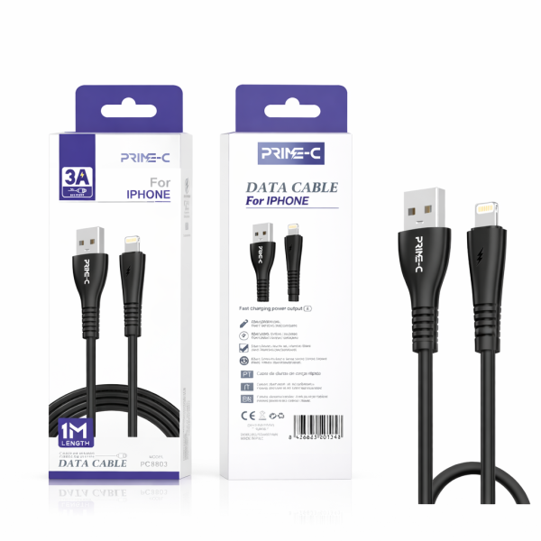 Cable USB - Lightning 3A Carga Rápida y Segura PC8803-BK