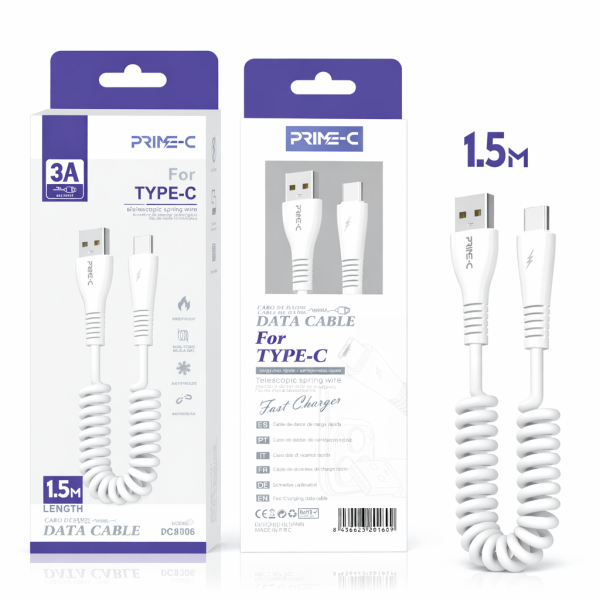 Cable USB - Type-C 3A 1.5M Carga Rápida y Segura PC8806