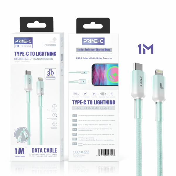 Cable Lightning 30W Carga Rápida y Segura para Apple PC8808-GN