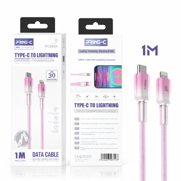Cable Lightning 30W Carga Rápida y Segura para Apple PC8808-PK