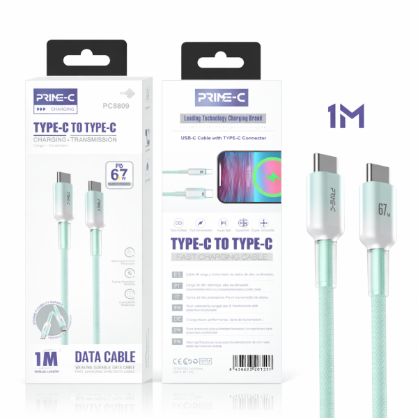 Cable Type-c 67W Carga Rápida y Segura PC8809-GN