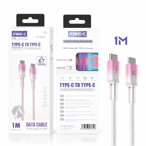 Cable Type-c 67W Carga Rápida y Segura PC8809-PK