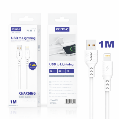 Cable Lightning 1M 3.4A Carga Rápida y Segura para Apple PC8811-1M-BLANCO