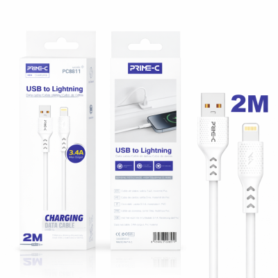 Cable Lightning 2M 3.4A Carga Rápida y Segura para Apple PC8811-2M-BLANCO