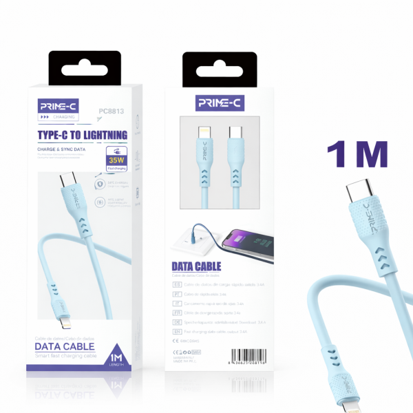 Cable Lightning 1M 35W Carga Rápida y Segura para Apple PC8813-BLUE