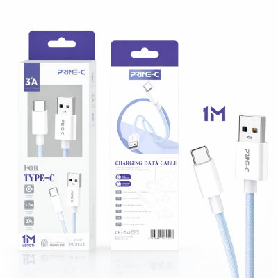 Cable USB - Type-C 1M 3A Carga Rápida y Segura para Apple PC8832-BL