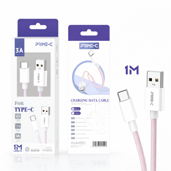 Cable USB - Type-C 1M 3A Carga Rápida y Segura para Apple PC8832-PK
