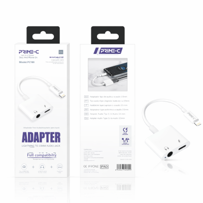 Cable Audio Lightning a Type-C y Jack 3.5mm PC505-WHITE