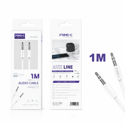 Cable Audio Jack 3.5mm a jack 3.5mm PC5802-1M-BLANCO