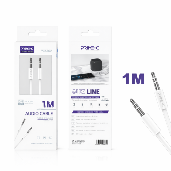 Cable Audio Jack 3.5mm a jack 3.5mm PC5802-1M-BLANCO