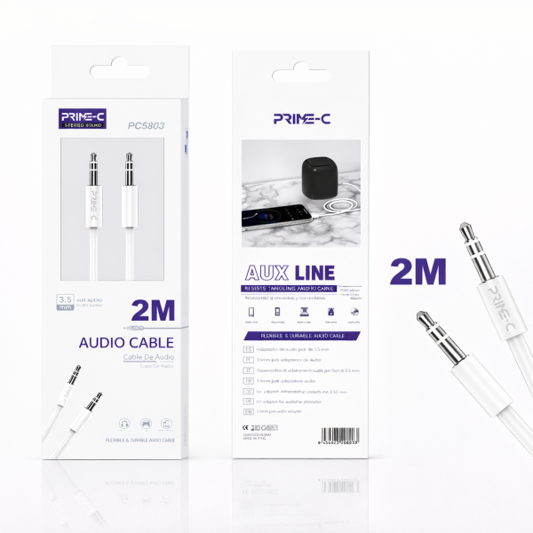 Cable Audio Jack 3.5mm a jack 3.5mm PC5803-2M-BLANCO