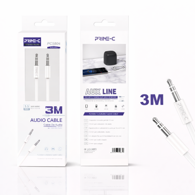Cable Audio Jack 3.5mm a jack 3.5mm PC5804-3M-BLANCO