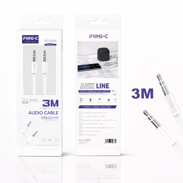 Cable Audio Jack 3.5mm a jack 3.5mm PC5804-3M-BLANCO