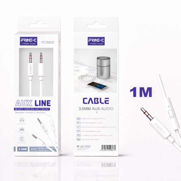 Cable Audio Jack 3.5mm a jack 3.5mm PC5805-WHITE
