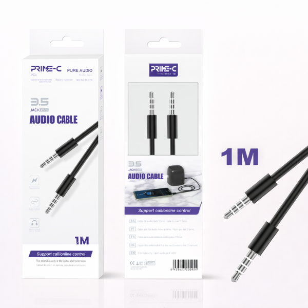 Cable Audio Jack 3.5mm a jack 3.5mm 4 PIN PC5808-1M-BLACK
