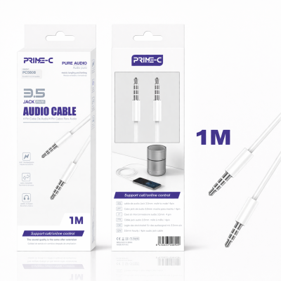 Cable Audio Jack 3.5mm a jack 3.5mm 4 PIN PC5808-1M-WHITE