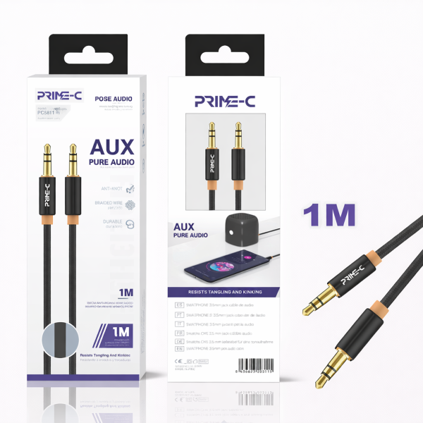 Cable Audio Jack 3.5mm a jack 3.5mm PC5811-1M-BLACK