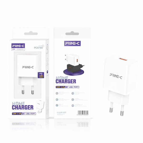 Cargador de 1 USB 2.4A PC8700-WHITE